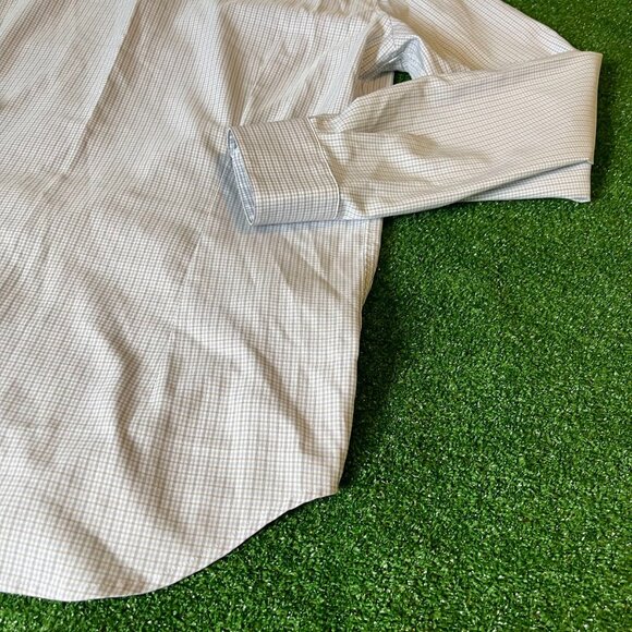 Doc & Amelia by Cintas Long Sleeve Button Down Blue Grey Plaid Shirt Size M - Picture 9 of 11